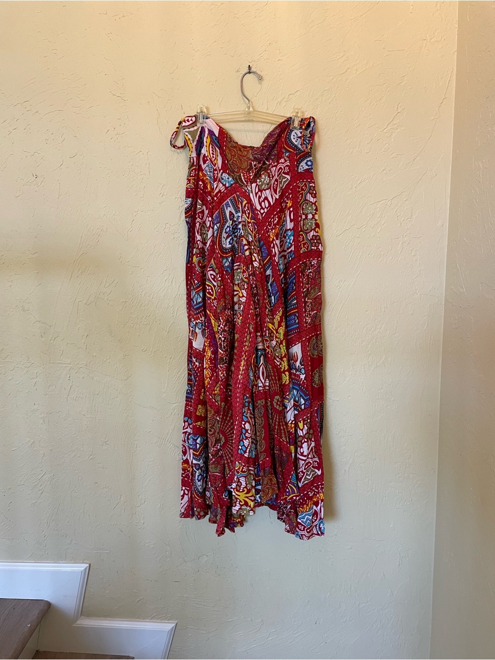 EARTHBOUND Red Multi-Pattern Wide Leg Jumpsuit